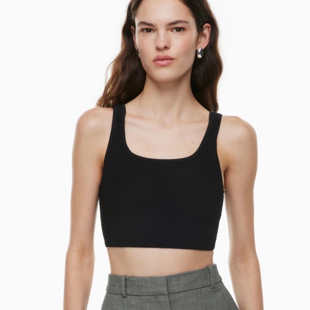 Aritzia Babaton Sculpt Knit Squareneck Cropped Tank Top Grey